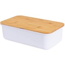 Grande Boite A Pain En Melamine Avec Couvercle En Bambou Comme Planche A Decouper Dimensions 38x22x12cm De Couleur Blanche Achat Vente Boite Sac A Pain Soldes Sur Cdiscount