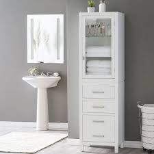 Black Bathroom Cabinets And Storage Units Clean Linens Clean Lines That S The Story In A Nutshell Of This Belham Living Longbourn Linen Tower Crafted With Durable Mdf And S Bathroom Floor Cabinets Tall Bathroom Storage Cabinet