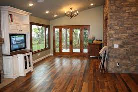 Semi Surfaced Barn Board Flooring White Baseboards Interior Door Trim Farm House Living Room