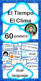 Spanish Weather Tiempo Clima Classroom Signs Posters Dual Language Classroom Signs Bilingual Classroom Dual Language