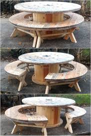 Recycled Pallet Cable Reel Patio Furniture Projets En Bois De Palette Meubles En Bois De Palettes Table Bois