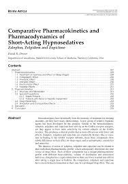 Pdf Comparative Pharmacokinetics And Pharmacodynamics Of Short Acting Hypnosedatives