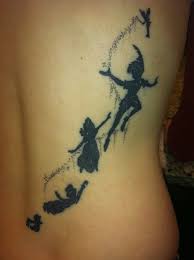 Silhouette Tinkerbell And Peter Pan Tattoo Design For Side Rib Peter Pan Tattoo Flying Tattoo Tattoo Trends