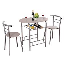 Giantex 3 Piece Dining Set Compact 2 Chairs And Table Set With Metal Frame And Shelf Storage Bistro Pub Small Kitchen Tables Bistro Table Set Breakfast Chairs