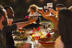 So easy, so fun, and classy to boot! Friends Toasting Wine Glasses At Dinner Garden Party Table Cheers Stock Photo 268277502