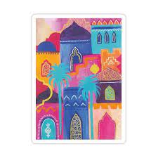 Morocco Loco Sticker By Carolin Bentbib In 2021 Oriental Wall Art Art Lessons Night Art