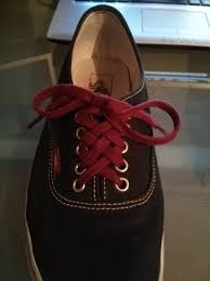 The steps insert both lace ends downwards through the bottom two holes, leaving equal length on both the left and right laces. Cool Way To Lace Shoes Ways To Lace Shoes How To Lace Vans Shoe Lace Patterns