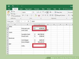 How To Do A Break Even Chart In Excel With Pictures Wikihow