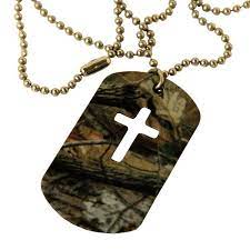 Realtree Camo Hunter Cross Necklace Realtree Camo Dog Tag Necklace Camo Gifts