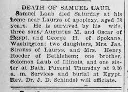 Samuel Laub Obit.