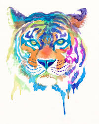 Colorful Tiger Art Print Gifts Rainbow Cute Animals Etsy Tiger Art Watercolor Tiger Art