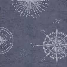 Non Woven Wallpaper Sea Chart Compass Blue 021213