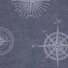 non woven wallpaper sea chart compass blue 021213