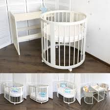 Round Toddler Bed Transformer 6 In 1 Cribs Bed Crables For Baby Playpen Wooden Toddler Bed Gift For Young Mother Baby Bed Wooden Bed Kids Round Baby Cribs Round Crib Nursery Baby Bed