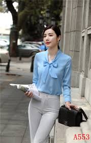 Fashion Women Blouses Shirts Sky Blue Long Sleeve Office Ladies Work Wear Clothes Female Tops Blouses Shirts Aliexpress