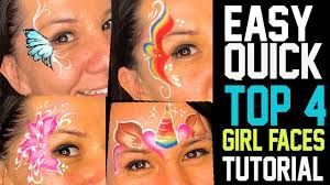 4 Easy Fast Girl Face Painting Ideas Tutorial Youtube Super popular, you can customise butterfly face painting to the child's favourite colours. 4 easy fast girl face painting ideas tutorial