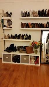 My 2nd Bedroom Turned Walk In Closet Using Ikea Lack Shelves And The Kallax Wall Shelf As A Floor Display Ikea Lack Shelves Shelving Bedroom Decor