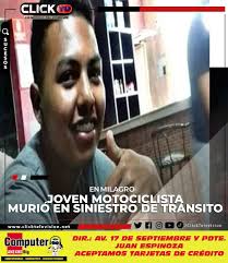 Como Bryan Pacheco Villamar, de aproximadamente 22 años de edad, fue  identificada la víctima del siniestro de tránsito ocurrido la tarde de este  jueves, en el Km 5 de la vía Milagro-Virgen