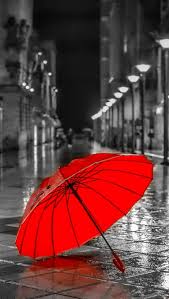 Download Red Umbrella Rainy Street Night Wallpaper | Wallpapers.com