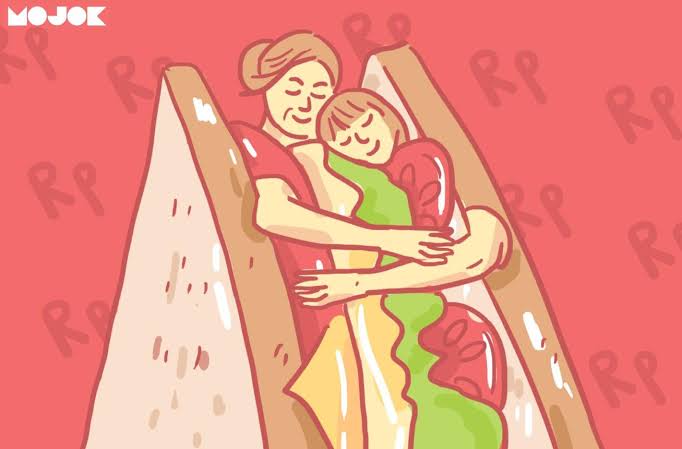 Ilustrasi generasi sandwich yang menanggung kebutuhan orang tua dan anak sekaligus
