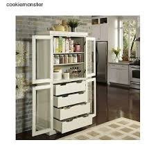 Free Standing White Cabinet Kitchen Pantry Storage Drawers Shelves Glass Doors Kitchen Furniture Storage Free Standing Kitchen Cabinets Pantry Furniture