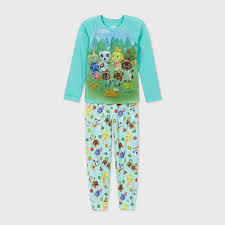 Girls Animal Crossing 2pc Pajama Set Blue Xs In 2020 Pajama Set Animal Crossing Blue