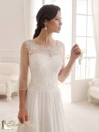 À partir de 199,95 €. Robe De Mariage En Mousseline Haut Dentelle Manches 3 4 Tanya
