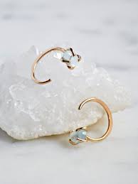 Free People Raw Aqua Ear Hugging Hoop Fake Gauge Earrings Jewelry Earrings