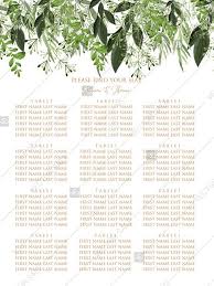 seating chart wedding watercolor greenery herbal template