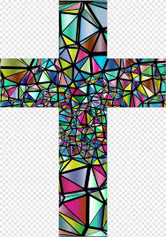 Christian stained glass cross window with decorative borders. Stained Glass Window Christian Cross Lower Third Glass Furniture Png Pngegg