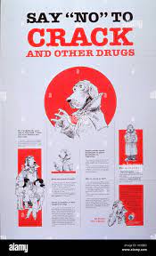 Poster issued by the United States Department of Education, depicting  McGruff the Crime Dog in various situations, educating viewers about crack  use, 1985. Courtesy National Library of Medicine Stock Photo - Alamy