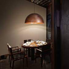 Lastly, when installing a pendant over a night stand or side table, the recommended distance is 18 inches to 24 inches from the top of the table to the bottom of the light fixture. Oru Copper Pendant Light Lampefeber