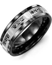 Men S Women S Black Ceramic White Gold 9 Black Diamonds Tcw 0 18 Wedding Ba Black Diamond Wedding Rings Black Diamond Wedding Bands Milgrain Wedding Ring