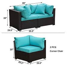 Outdoor Pe Wicker Chairs 2 Piece Patio Black Rattan Garden Conversation Corner Best Offer Backyardequip Com In 2020 Modular Design Turquoise Cushions Wicker Chairs