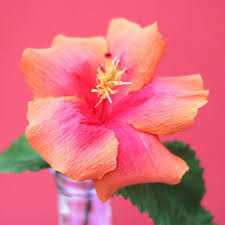 I showed her a picture of these paper hibiscus flowers and she stared at it for a little bit. How To Add Hand Painted Details To Crepe Paper Flowers Using Acrylic Paint Essyjae