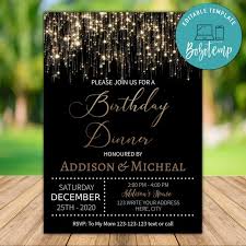 At a loss for words? Printable Black And Gold Sparkle Glitter Birthday Dinner Invites Bobotemp