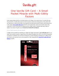 Mbs one page miracle flyer.indd 1 9/15/2014 5:28:36 pm. One Vanilla Gift Card A Small Pocket Miracle With Multi Utility Factors By Vanila Gift Issuu