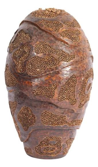 Lloyd Cheney Signed 2007 Sculptural Wooden Vase | Chairish