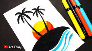 Use these aqua brushes to crea. Sunset Drawing With Brush Pen Very Easy Youtube