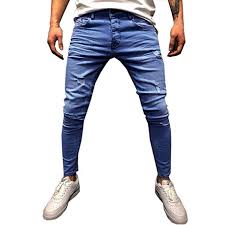 amazon com misaky mens stretch denim pant distressed