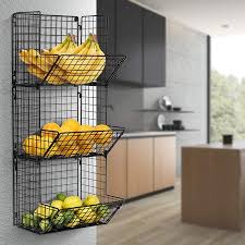 Black And Yellow Storage Bins Walmart Sorbus 3 Tier Fruit Stand Wall Mount Kitchen Storage Bin Multipurpose Foldable Organizer Great For Kitchen Bathroom Laundry Organization Black Walmart Wall Mounted Kitchen Storage Kitchen Storage Metal Storage Racks