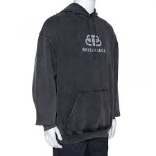 Fake vs real balenciaga hoodie dhgate version | comparison. Balenciaga Black Logo Print Washed Cotton Oversized Hoodie S Balenciaga Tlc