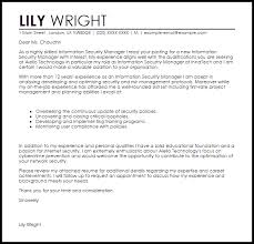 Information Security Manager Cover Letter Sample Cover Letter Templates Examples