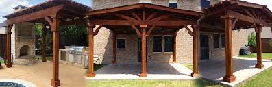 A full roof, as used here, is one option; Aubrey Patio Cover Company Beautiful Backyard Living Patio Contractor