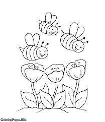 Coloring pages of flowers in excellent quality. Spring Bees Coming Towards Flowers Coloring Page Bee Coloring Pages Spring Coloring Pages Printable Flower Coloring Pages