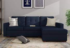 Buy Nicolas L Shape Right Aligned Sofa Indigo Ink Online In India Wooden Street Sofa Set Online Corner Sofa Set Living Room Sofa Design