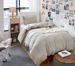 Trendy Dorm Room Decor - Portugal Made 100% Linen Twin XL Duvet Cover -  Stone Taupe Dark Sky Reserve