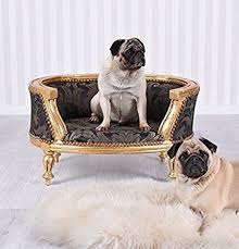 Barock Hundebett Gold Schwarz Hundesofa Mops Sofa Hundekorb Antik Stil Palazzo Exklusiv Hunde Bett Hundekorb Hund Sofa