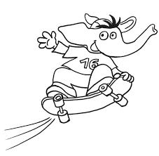 Ausmalbild Maskottchen Aus Kinderzeitschriften Sailer Verlag Bimbo Fahrt Skateboard Kostenlos Ausdrucken