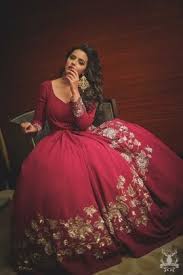 Cocktail Gowns Shradha And Keshav Wedmegood Marsala Blown Skirt Gown With Golden Embroidery Wedmegood Indiangown Cocktail Gowns Gowns Cocktail Outfit